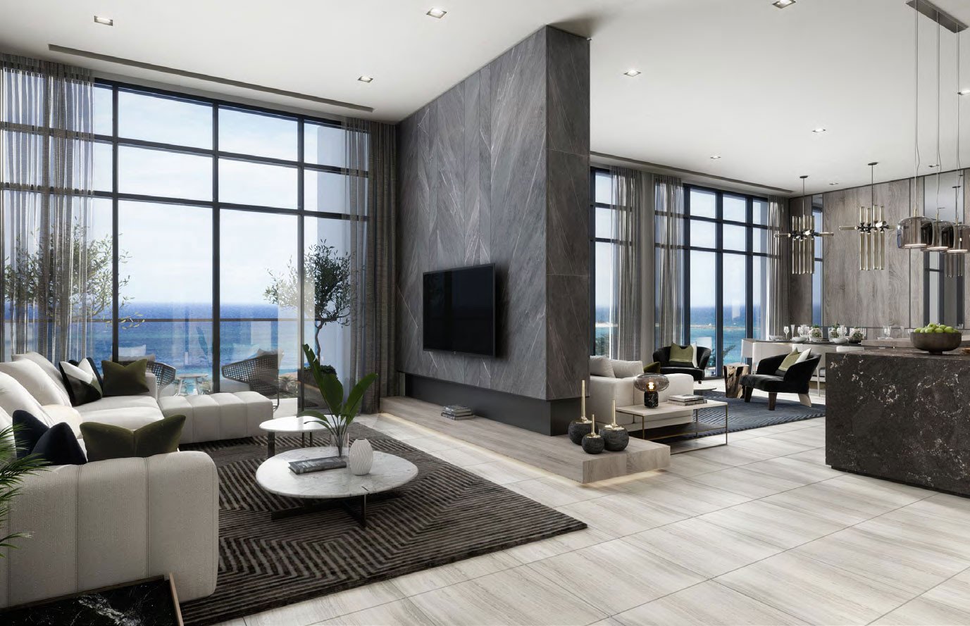 ANWA Tower Dubai Maritime City Living Room View